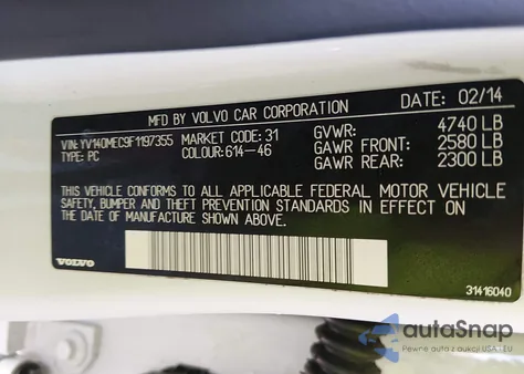 2015 Volvo V60 T5 Premier Plus из США, поврежденный, VIN YV140MEC9F1197355